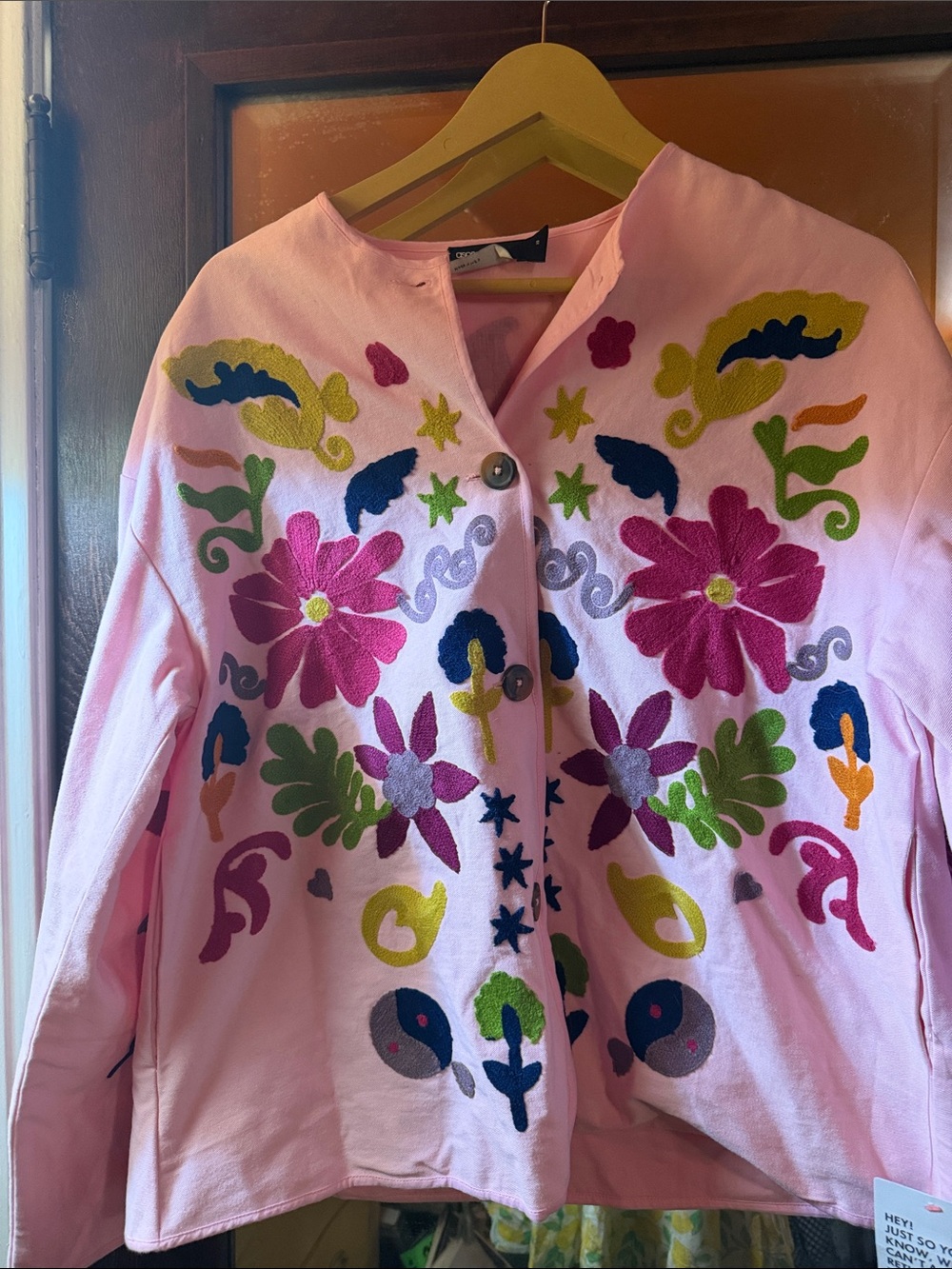 ASOS Pink Embroidered Star Button Jacket
